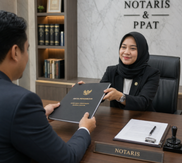 Serah terima dokumen pendirian badan usaha dan akta pendirian PT di kantor Notaris Tania Permatasari Karawang